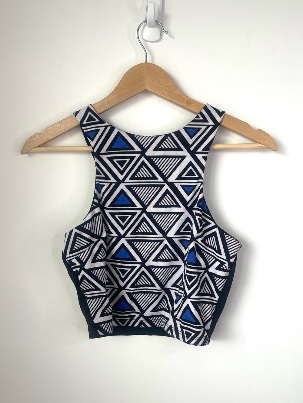 Charlotte Russe Black and Blue Triangle Crop Top size medium